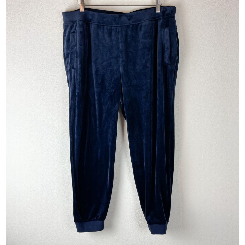 Chicos Zenergy Velour Joggers Sweatpants Womens 3 16/18 Blue Pull On Casual
